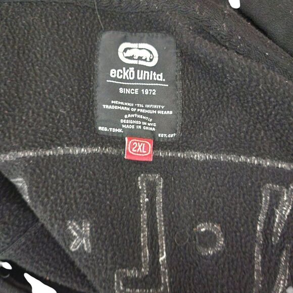 Vintage Y2K Ecko Unitd Full Zip Sweatshirt Hoodie Mens 2XL Black - Picture 4 of 6